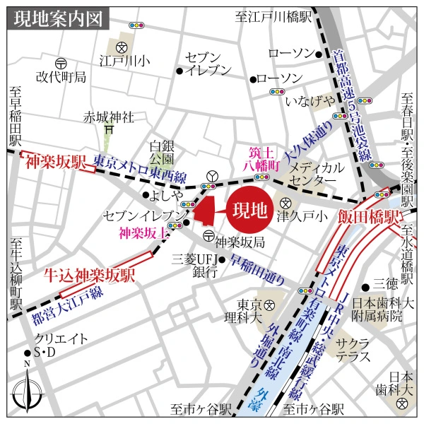 神楽坂アインスタワー 現地案内図