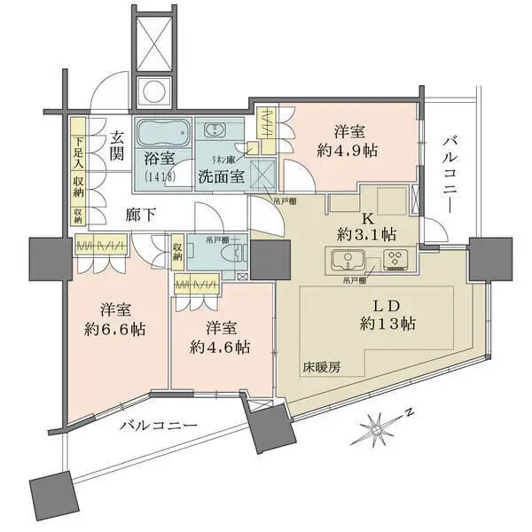 ザ・パークハウス西新宿タワー６０ 間取図