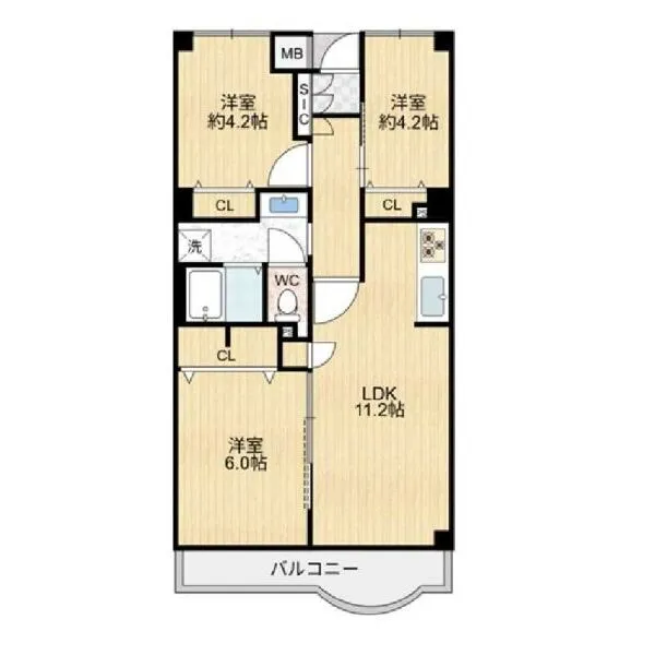 メイプルパークスクエア東壱番街 3LDK、専有面積60.30m2のお部屋です♪