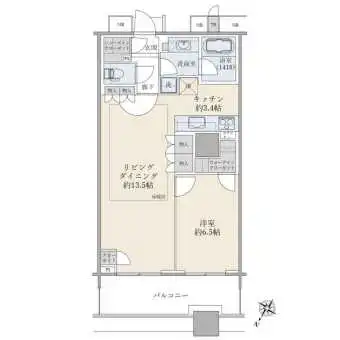 ３３階建２６階部分　北西向き　５５．６８平米　１ＬＤＫ