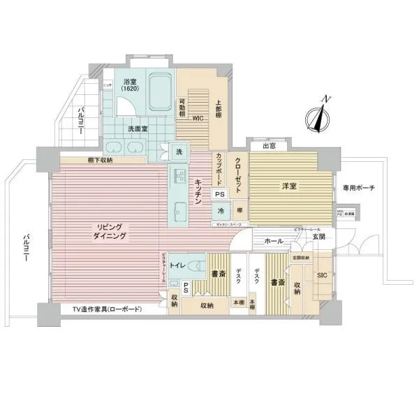ライオンズステーションプラザ板橋本町 3LDK→1LDKに間取り変更　2部屋を浴室と2つの書斎に変更
