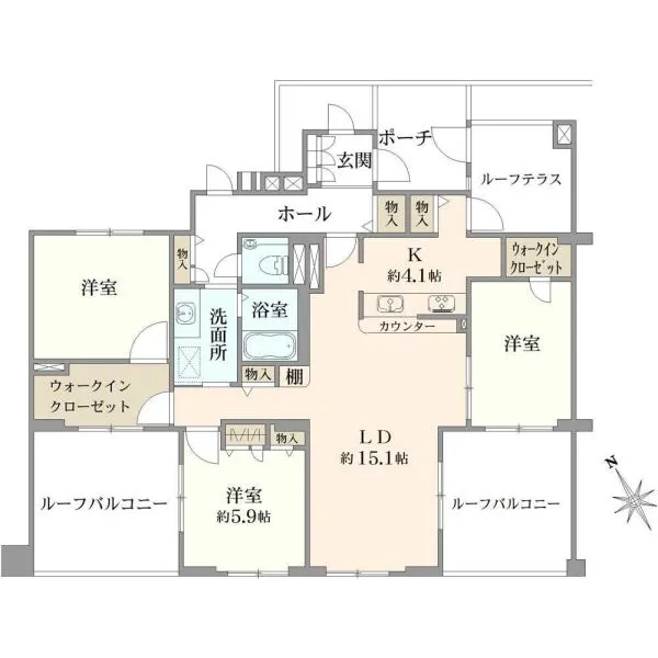 南大沢学園瑞樹の丘3号棟 間取図