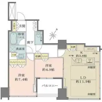 南面開口部に全居室を配した明るく開放的な21階部分南東角住戸、LDより大井町・戸越エリアが一望