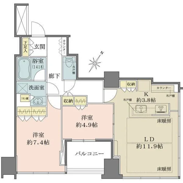 大崎ウエストシティタワーズW棟 南面開口部に全居室を配した明るく開放的な21階部分南東角住戸、LDより大井町・戸越エリアが一望