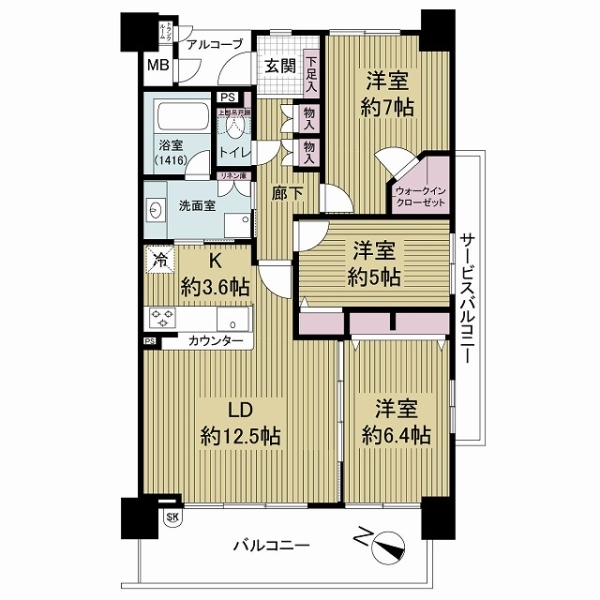 グランスイート神戸　ＮＯＲＴＨ　ＨＡＴ 間取図