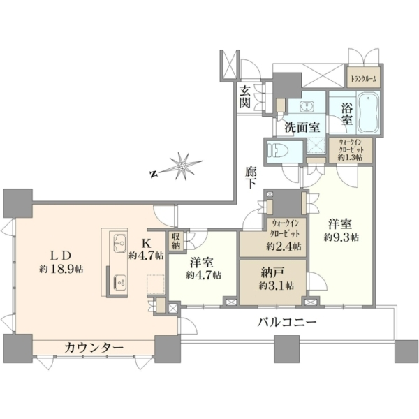 パークシティ柏の葉キャンパス二番街ミッドタワーＤ棟 間取図