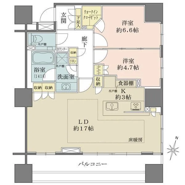 パークハウス桜新町テラスウェスト 最上階の南東向き角住戸につき、陽当たり・眺望良好