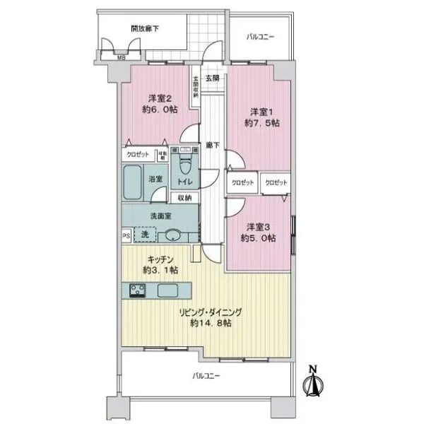 ハートヒルズ栄東 間取図