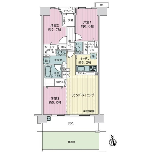 デュオヒルズ戸田公園リヴァリーゼ 間取図