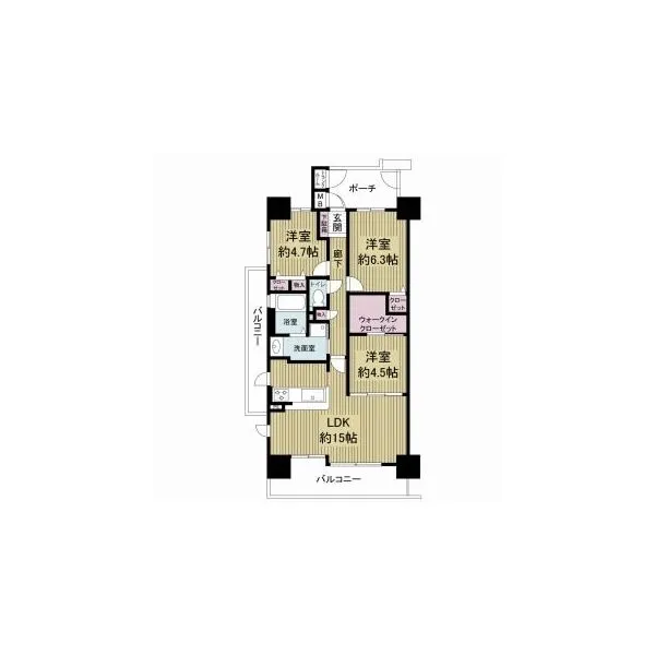 コート新深江 3LDK、71.5m2のお部屋でございます。