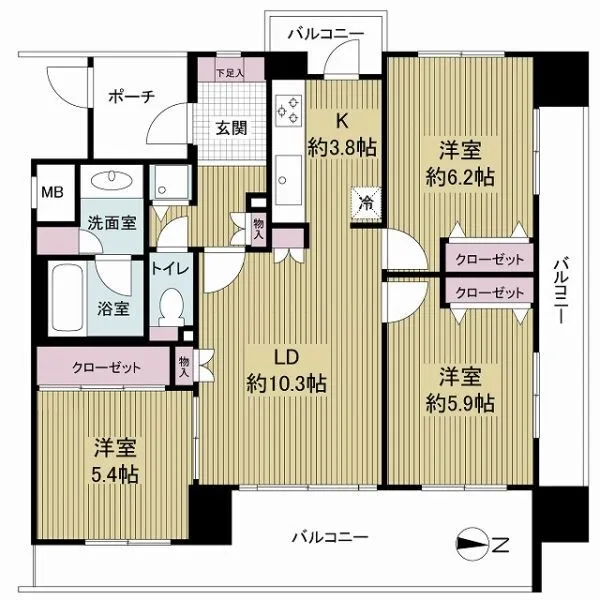 クラウンハイム東大阪ステーションサイド 生活に便利な3LDKです