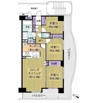 ５階部分、角部屋、のため陽当たり・眺望・通風良好