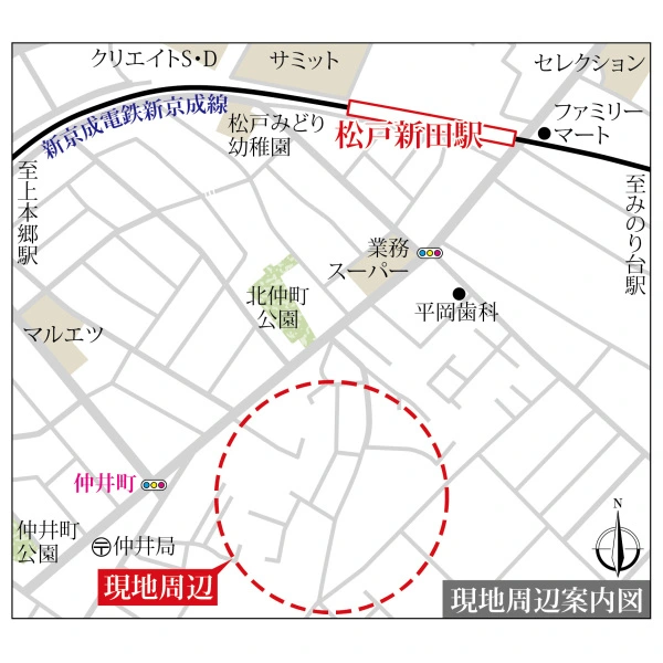 松戸市松戸新田 現地案内図