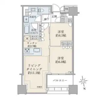 【西棟８階部分×２ＬＤＫ】各居室収納・リビング壁面収納・ＳＩＣ・ＴＲ付／ペット飼育可（細則有）