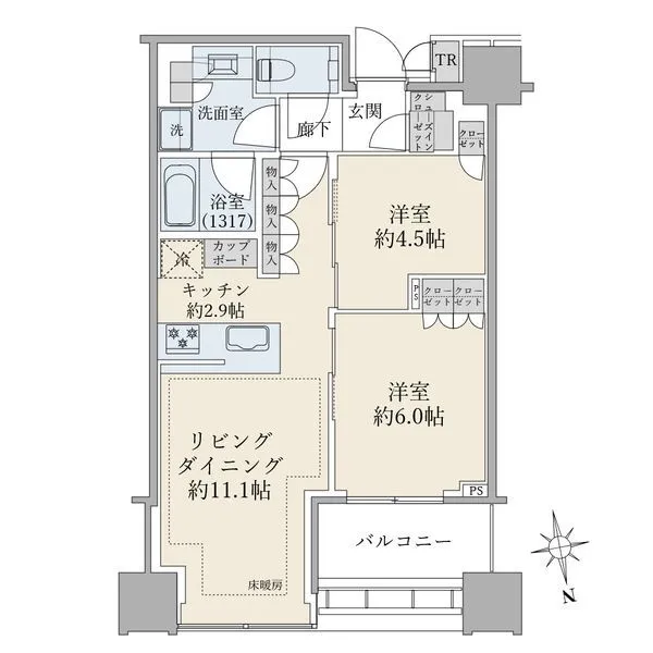 白金ザ・スカイ　西棟 【西棟８階部分×２ＬＤＫ】各居室収納・リビング壁面収納・ＳＩＣ・ＴＲ付／ペット飼育可（細則有）