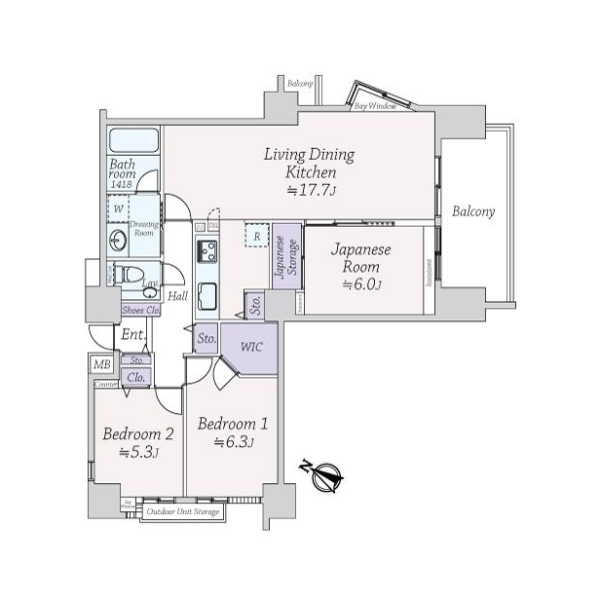 朝日ツイン目黒Ａ棟 間取図