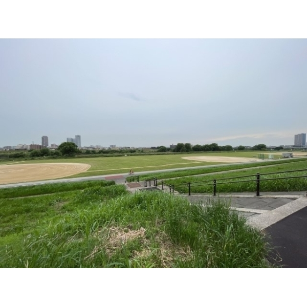 多摩川ハイム 多摩川河川敷（周辺の街並み）まで約40m（徒歩1分）