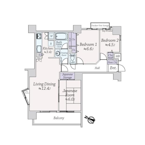 朝日ツイン目黒Ｂ棟 間取図