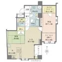 ゼファー芝公園 南・東角住戸につき、陽当り良好。ウォークインクローゼットやトランクルームなど、収納が充実しています。