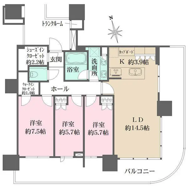 ＨＡＲＵＭＩ　ＦＬＡＧ　ＳＵＮ　ＶＩＬＬＡＧＥ 間取図