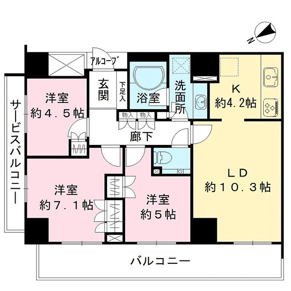 エルヴェ三鷹クレッセント三鷹ザ・タワー 間取図