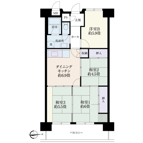 靭パークサイドコーポ 間取図