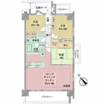 専有面積約「97.00m2」3LDKの間取りプラン