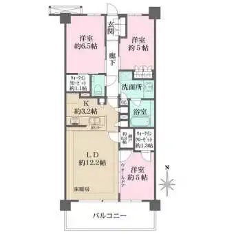 各洋室は5帖以上の広さがございます。