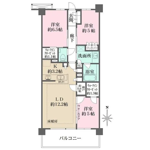 ザ・パークハウス石神井公園テラス 各洋室は5帖以上の広さがございます。