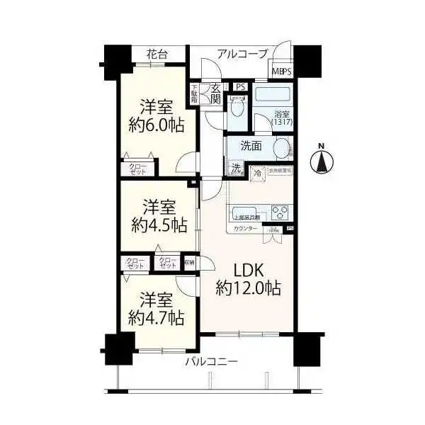 エクセルデュオ御崎公園メロディア 間取図