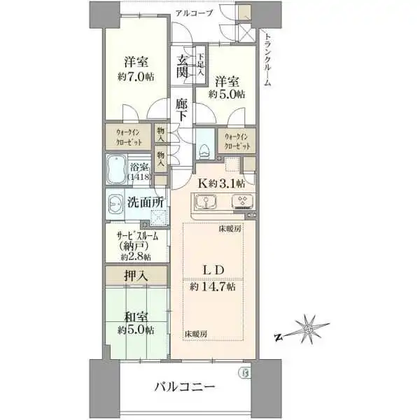 なんばセントラルプラザリバーガーデンＣ棟 間取図