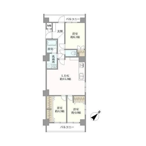 ライオンズマンション川名 間取図