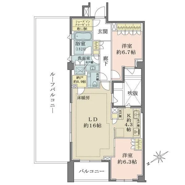 ザ・パークハウス元代々木町 約1.5帖のシューズインクローゼットもあります。