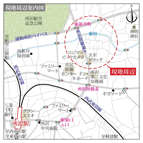 所沢市大字牛沼 現地案内図