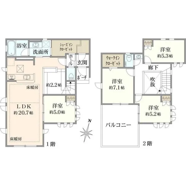 稲城市東長沼 間取図