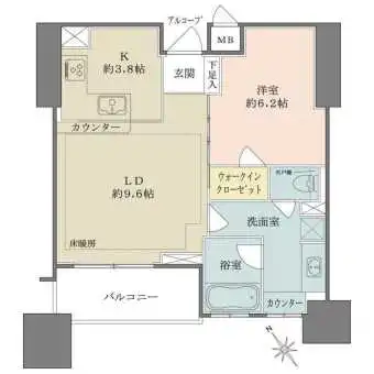 南西向き・リバービュー・日当たり眺望良好な１LDK