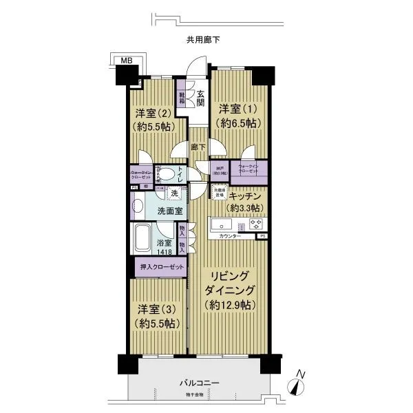 オハナ船橋習志野台 76.07m2・3LDKタイプ・南東向き