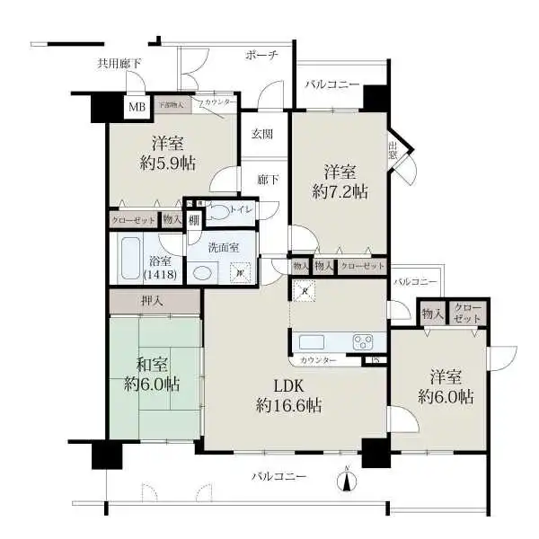 ローレルコート城北公園通り１番館 間取図