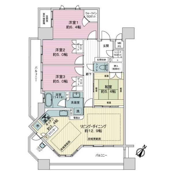 ライオンズヴィアーレ下沢通 間取図