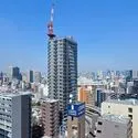 ライオンズタワー五反田 パノラマ撮影。東京タワーは現地より肉眼でみるとかなり大きく見えます。