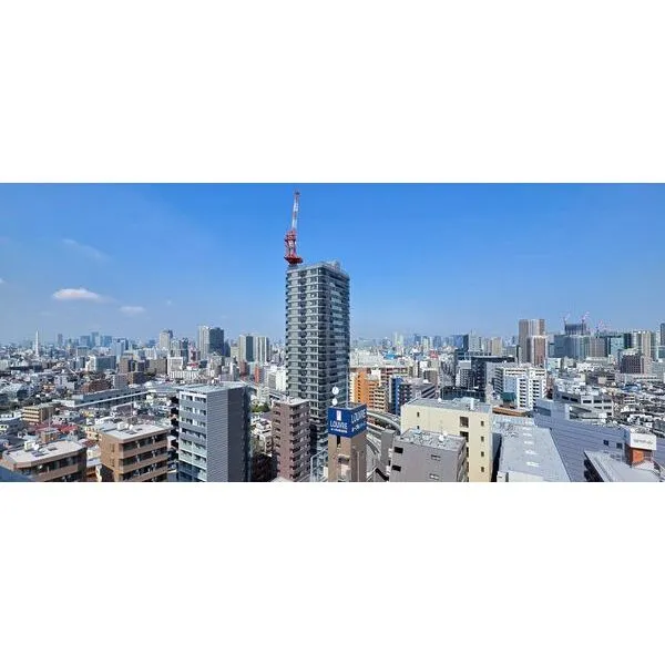 ライオンズタワー五反田 パノラマ撮影。東京タワーは現地より肉眼でみるとかなり大きく見えます。