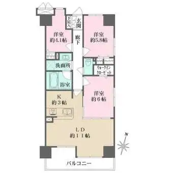 南側に面したリビングダイニング