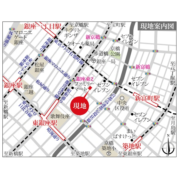 パレステュディオ銀座二丁目 現地案内図