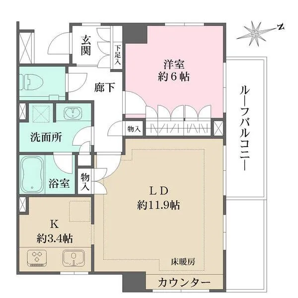 パークハウス練馬高野台ヒルサイドプレイス 約11.9帖のゆとりあるLD