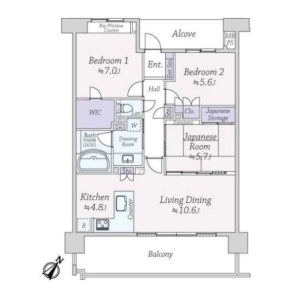 レクセルプライム武蔵砂川 間取図