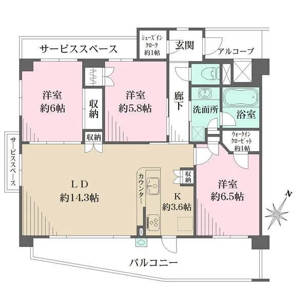 藤和シティホームズ金沢文庫ファインシティオ 間取図