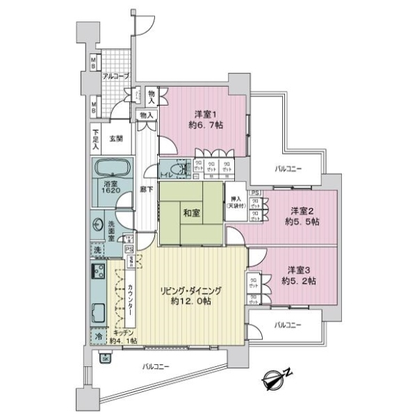 藤和八事緑ヶ岡ホームズ 間取図