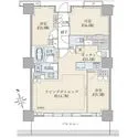 ブリリアタワー聖蹟桜ヶ丘ブルーミングレジデンス ３ＬＤＫ、専有面積７６．２３ｍ２、バルコニー面積１３．４１ｍ２
