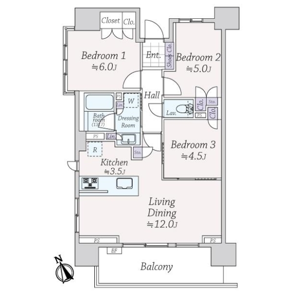 ライオンズ船橋本町マークスフォート 間取図