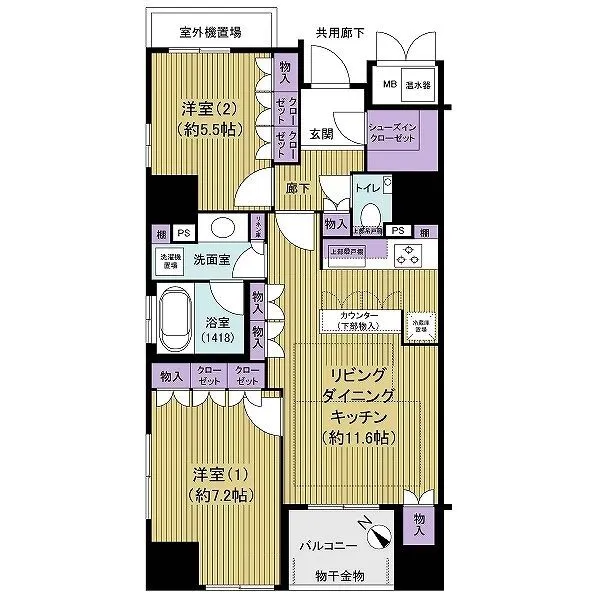 レフィール築地レジデンス オールフローリングプランの間取り
